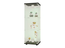 Online Vitrine em vidro 42×36×125cm GARHELPER - 3 prateleiras - 1 porta - Vidro temperado - Luz LED - branco Preto