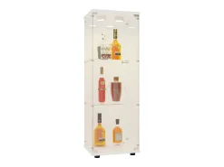 Vitrine em vidro 42×36×125cm GARHELPER - 3 prateleiras - 1 porta - Vidro temperado - Luz LED - Preto^ Vitrina