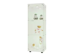 Vitrine em vidro 42×36×125cm GARHELPER - 3 prateleiras - 1 porta - Vidro temperado - Luz LED - Preto^ Vitrina