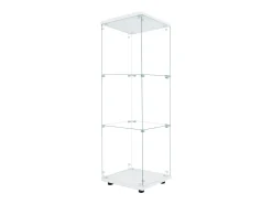 Vitrine em vidro 42×36×125cm GARHELPER - 3 prateleiras - 1 porta - Vidro temperado - Luz LED - Preto^ Vitrina