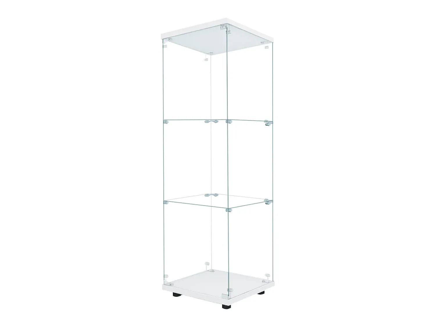 Vitrine em vidro 42×36×125cm GARHELPER - 3 prateleiras - 1 porta - Vidro temperado - Luz LED - Preto^ Vitrina