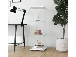 Hot Vitrine em vidro 42×36×125cm GHARHELPER - 3 prateleiras - 1 porta - Vidro temperado - Branco
