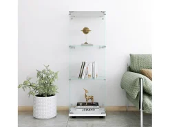Hot Vitrine em vidro 42×36×125cm GHARHELPER - 3 prateleiras - 1 porta - Vidro temperado - Branco