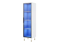ModernLuxe Vitrine envidraçada de 170 cm de altura - Iluminação LED - 1 porta de vidro - MDF + painéis de partículas -^ Vitrina