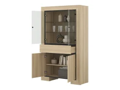 Vitrina|Meublorama Vitrine grande coleção COPA – 4 portas e 1 gaveta – Carvalho elegante – Sem iluminação LED Castanho