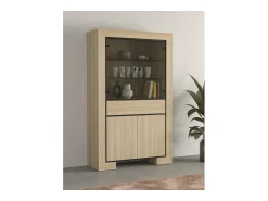 Vitrina|Meublorama Vitrine grande coleção COPA – 4 portas e 1 gaveta – Carvalho elegante – Sem iluminação LED Castanho