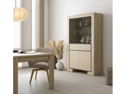 Vitrina|Meublorama Vitrine grande coleção COPA – 4 portas e 1 gaveta – Carvalho elegante – Sem iluminação LED Castanho