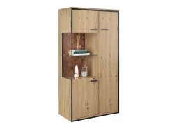 Sale ModernLuxe Vitrine H 160cm com LED - 3 portas e 8 compartimentos - Natural Natural claro
