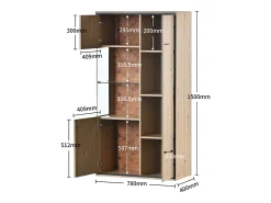 Sale ModernLuxe Vitrine H 160cm com LED - 3 portas e 8 compartimentos - Natural Natural claro