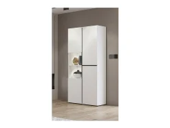 Vitrina|Meublorama Vitrine haute 2 portes collection HAVANA. Coloris blanc et noir. Branco