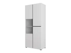 Vitrina|Meublorama Vitrine haute 2 portes collection HAVANA. Coloris blanc et noir. Branco