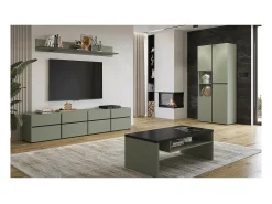 Vitrina*Meublorama Vitrine haute 2 portes collection HAVANA. Coloris sauge et noir. Verde