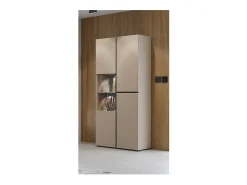 Vitrina|Meublorama Vitrine haute 2 portes collection HAVANA. Coloris beige et noir. Bege