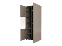 Vitrina|Meublorama Vitrine haute 2 portes collection HAVANA. Coloris beige et noir. Bege