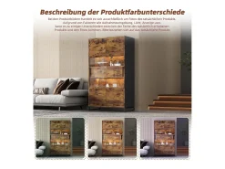 Vitrina*Merax Vitrine independente - 80 x 40 x 138 cm - com LEDs + 2 gavetas + 2 portas - MDF - natural Natural escuro