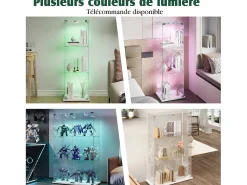 Vitrina* Vitrine independente de vidro com iluminação LED ativada por toque, 3 prateleiras e 2 portas. Branco