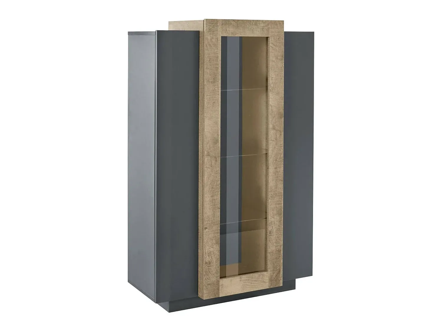 Hot Dmora Vitrine Kevin, Aparador com três portas, Móveis de sala multiuso, 100% Fabricado na Itália, 80x38h121 cm, Antracite e Bordo Preto