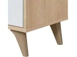 Vitrina|Calicosy Vitrine Kikua com 3 portas, carvalho canadense e artik, 142x77x33 cm Branco
