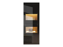 Vitrina|Merax Vitrine laqueada com LEDs + 1 prateleira de vidro + porta - 61 x 42 x 162 cm - aglomerado - Preto