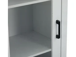 Vitrina*ModernLuxe Vitrine LED moderna 50x35x178 cm - com iluminação LED - 1 gaveta - 1 porta de vidro - 5 compartimentos - Branco