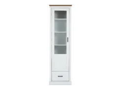 Vitrina*ModernLuxe Vitrine LED moderna 50x35x178 cm - com iluminação LED - 1 gaveta - 1 porta de vidro - 5 compartimentos - Branco