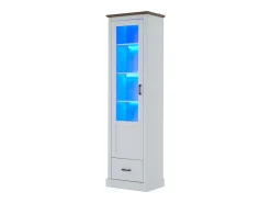 Vitrina*ModernLuxe Vitrine LED moderna 50x35x178 cm - com iluminação LED - 1 gaveta - 1 porta de vidro - 5 compartimentos - Branco