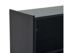 Hot ModernLuxe Vitrine LED moderna 80x120x35 cm - com iluminação LED 16 cores - com 2 portas de vidro - com compartimentos de armazenamento - Preto