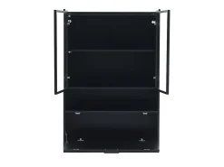 Hot ModernLuxe Vitrine LED moderna 80x120x35 cm - com iluminação LED 16 cores - com 2 portas de vidro - com compartimentos de armazenamento - Preto