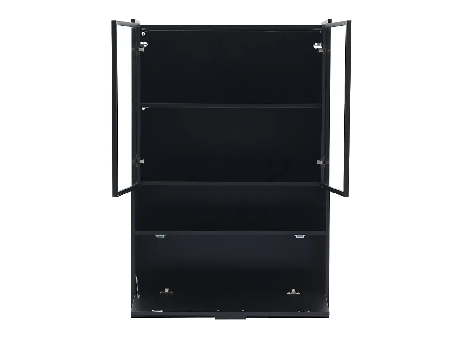 Hot ModernLuxe Vitrine LED moderna 80x120x35 cm - com iluminação LED 16 cores - com 2 portas de vidro - com compartimentos de armazenamento - Preto