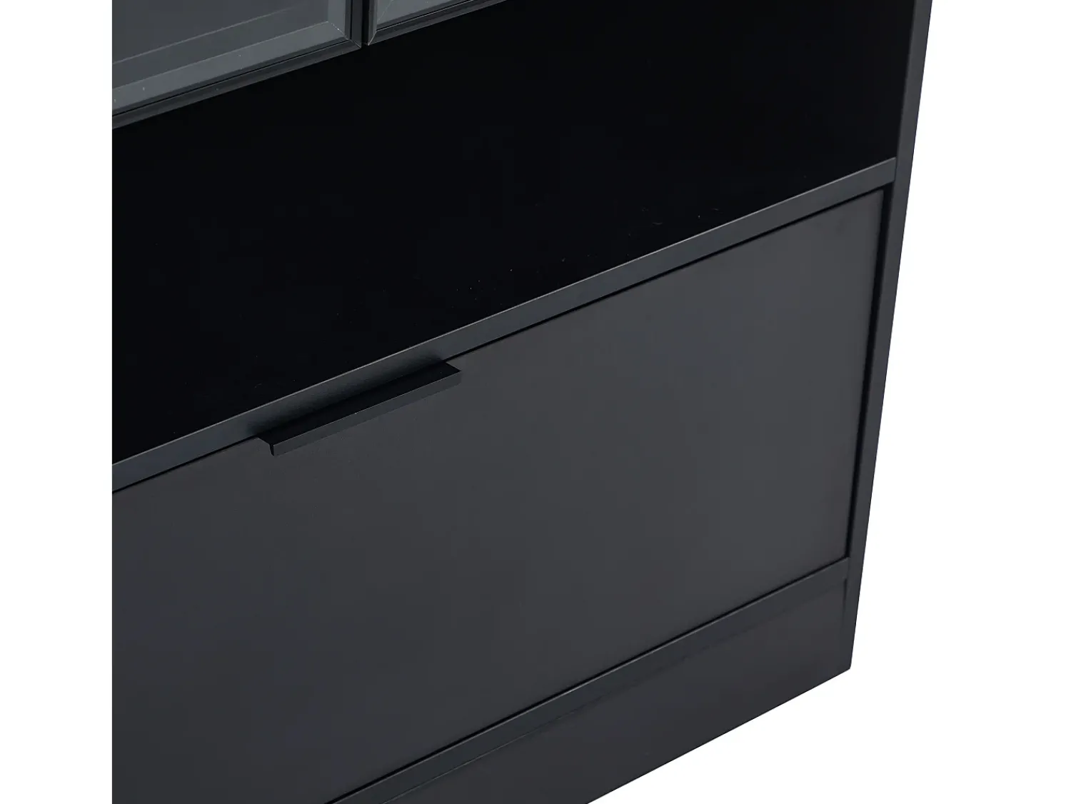 Hot ModernLuxe Vitrine LED moderna 80x120x35 cm - com iluminação LED 16 cores - com 2 portas de vidro - com compartimentos de armazenamento - Preto