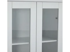 ModernLuxe Vitrine LED moderna 60x35x165 cm - com porta USB - Controle remoto 16 cores - com 2 gavetas - com 2 portas de vidro -^ Vitrina