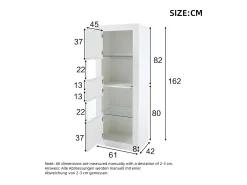 Vitrina*ModernLuxe Vitrine moderna 61x42x162cm - com iluminação LED - com 2 portas - branca Branco