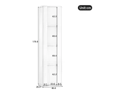Clearance Merax Vitrine multifuncional - 40 x 29 x 170 cm - com porta de vidro + LEDs - PB + Vidro - Preto