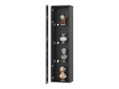 Clearance Merax Vitrine multifuncional - 40 x 29 x 170 cm - com porta de vidro + LEDs - PB + Vidro - Preto