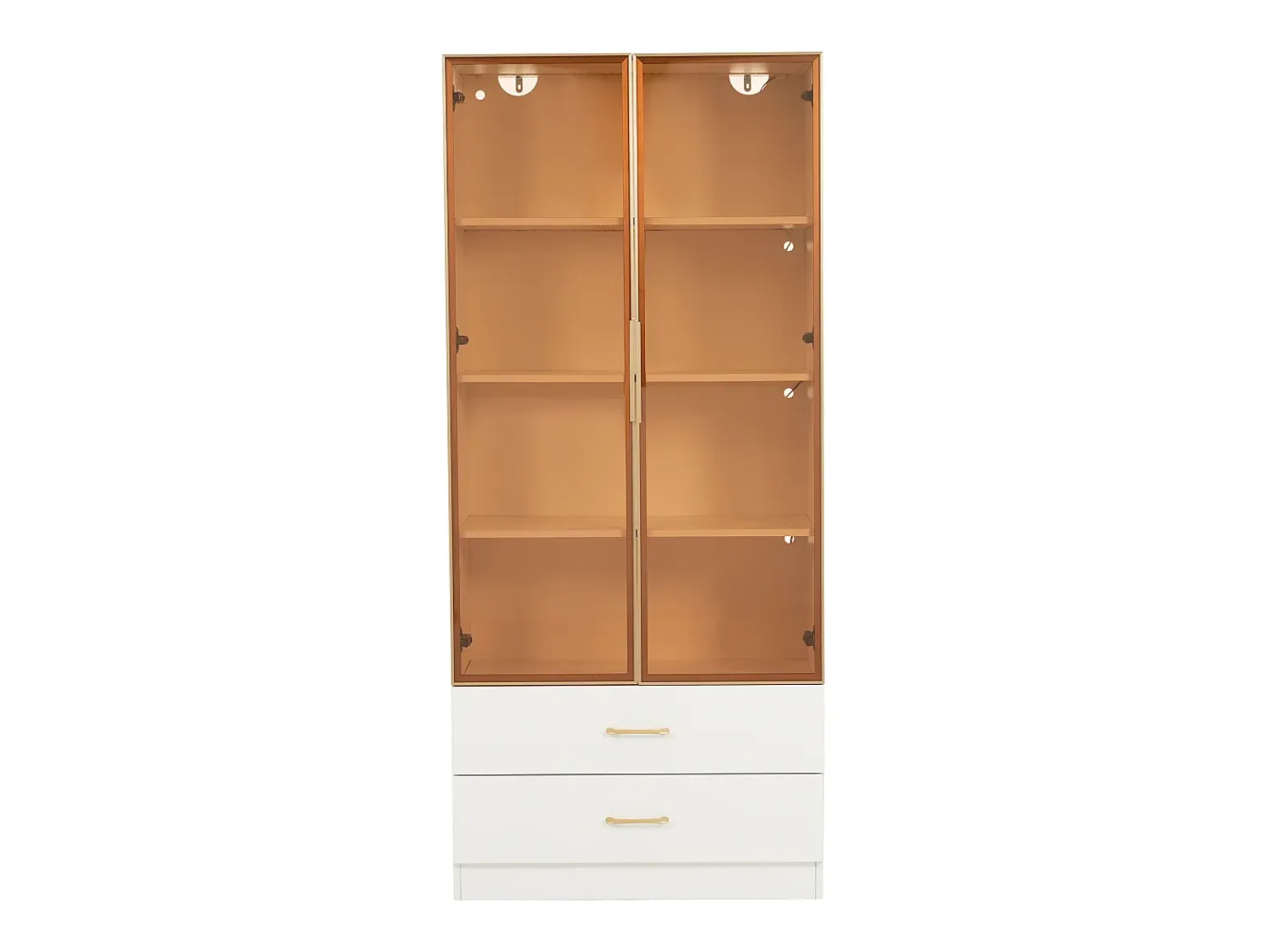 ModernLuxe Vitrine, móvel de banheiro com LED - 2 gavetas e 2 portas de vidro -^ Vitrina
