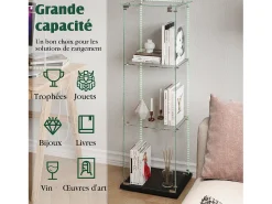 Vitrina| Vitrine única – 3 níveis, fundo , acabamento transparente Preto