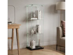 Vitrina| Vitrine única – 3 níveis, fundo , acabamento transparente Preto