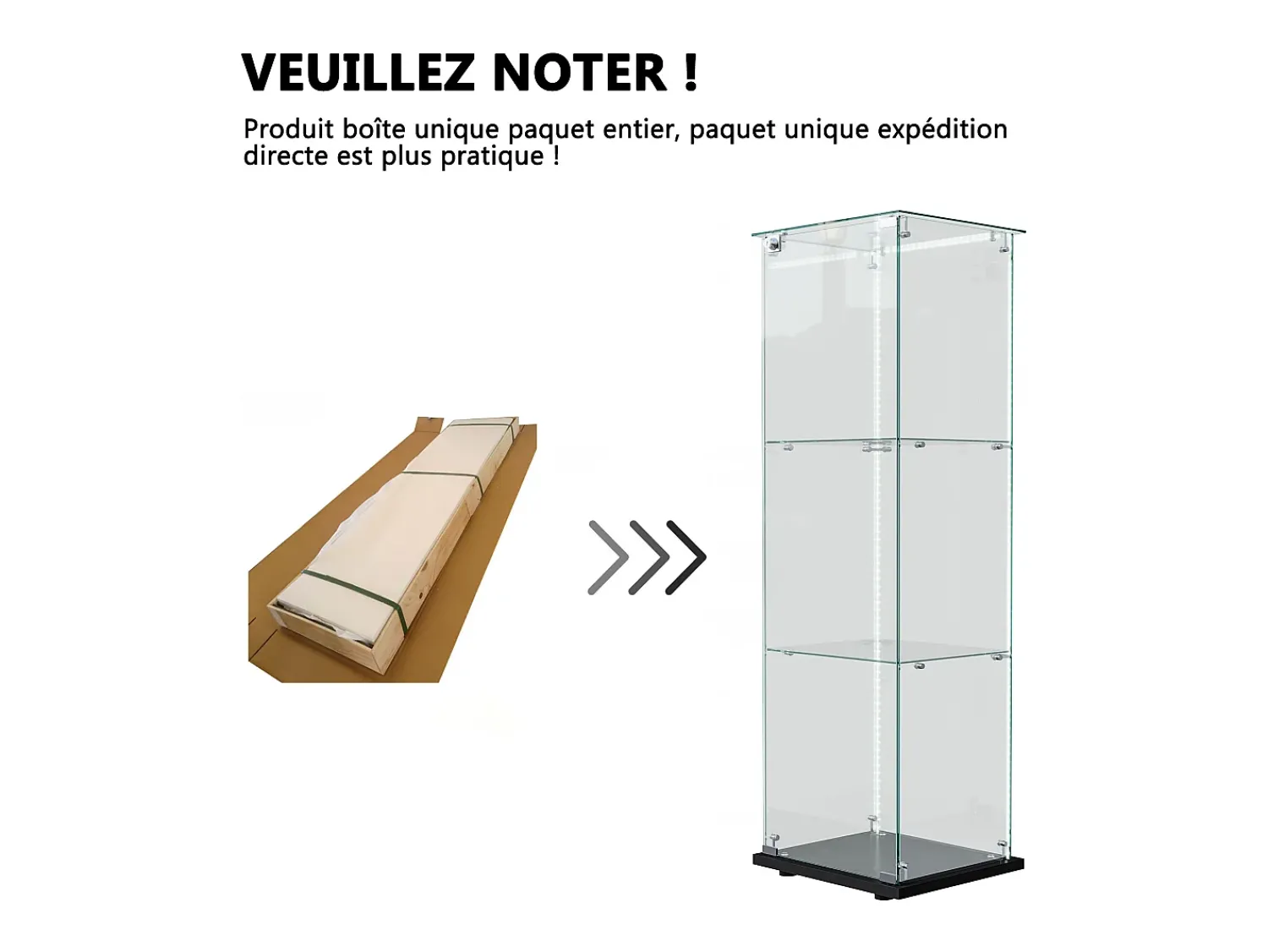 Vitrina| Vitrine única – 3 níveis, fundo , acabamento transparente Preto