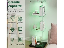 Vitrina| Vitrine única – 3 níveis, fundo , acabamento transparente Preto