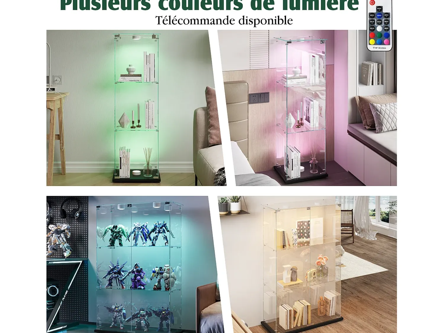 Vitrina| Vitrine única – 3 níveis, fundo , acabamento transparente Preto