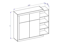 Sale Meublorama Vitrine pequeno modelo design nas cores carvalho e branco brilhante coleção SINATRA. Castanho