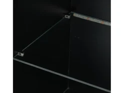Discount Vitrine preta brilhante com iluminação LED - Armário alto para sala de estar - Armário de armazenamento - 45x35x160 cm Preto