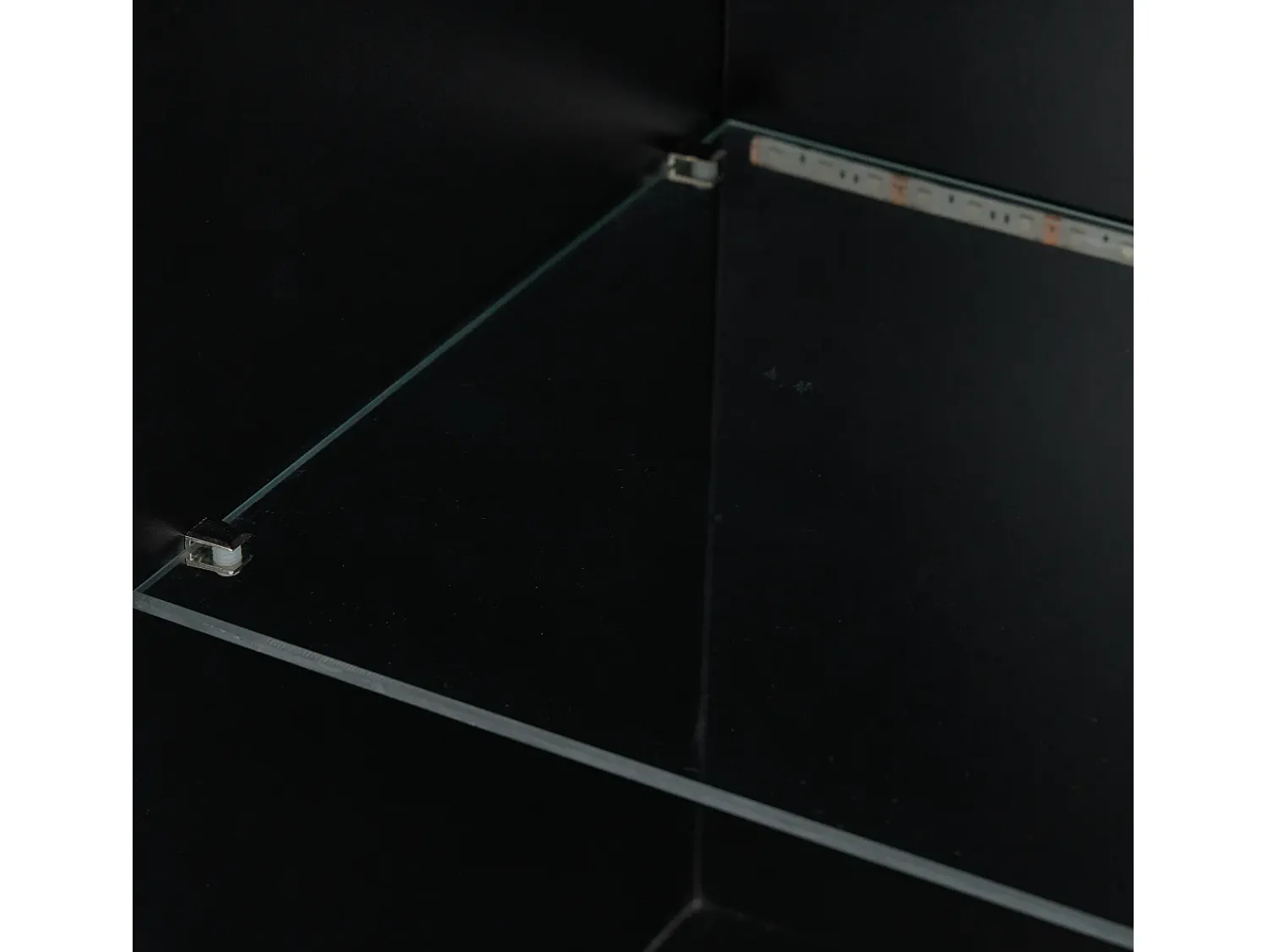 Vitrina* Vitrine preta brilhante com iluminação LED - Armário alto para sala de estar - Armário de armazenamento - 45x35x160 cm Preto