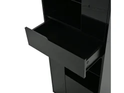 Vitrina*Hauss Spole Vitrine preta com 1 gaveta, 4 portas e iluminação LED, prateleiras em vidro, 55x38x170 cm Preto