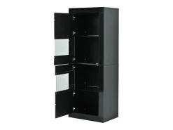Best Hauss Spole Vitrine preta com iluminação LED, prateleiras em vidro e 2 portas, 61x42x162 cm Preto