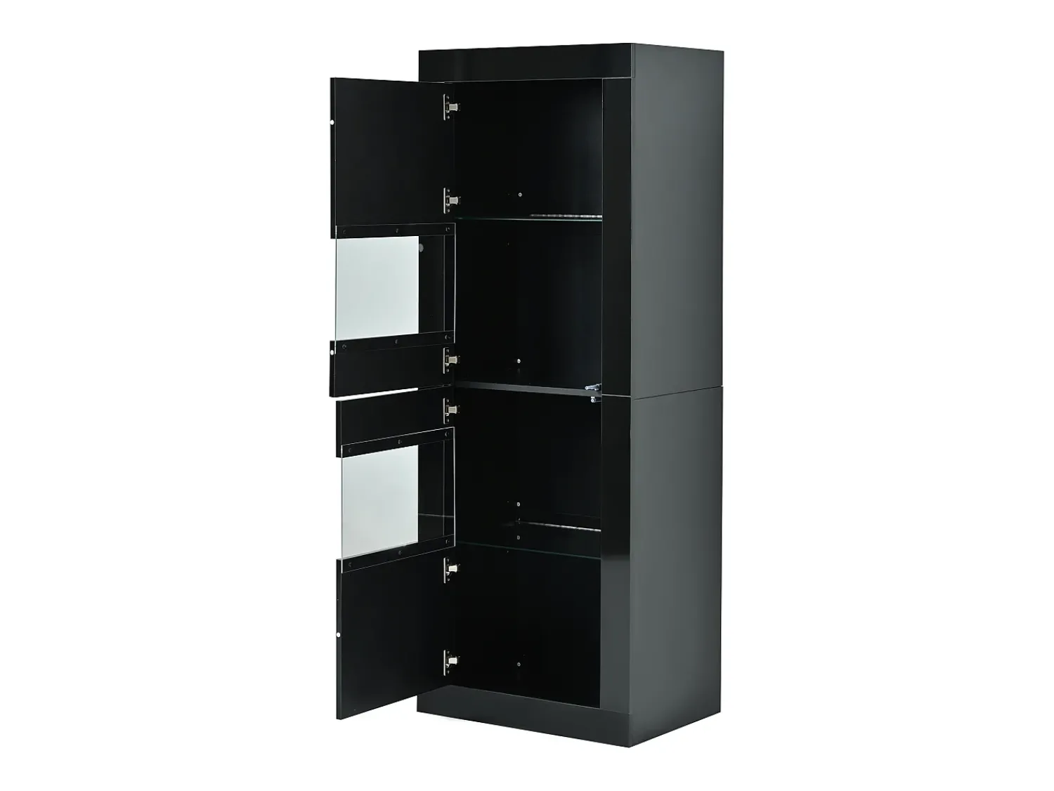 Best Hauss Spole Vitrine preta com iluminação LED, prateleiras em vidro e 2 portas, 61x42x162 cm Preto