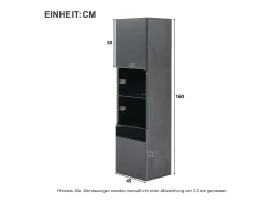 Hot Hauss Spole Vitrine preta de alto brilho com 2 portas e 1 prateleira de vidro, LED incluído - 45x35x160cm Preto