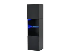 Hot Hauss Spole Vitrine preta de alto brilho com 2 portas e 1 prateleira de vidro, LED incluído - 45x35x160cm Preto