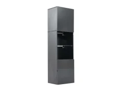 Hot Hauss Spole Vitrine preta de alto brilho com 2 portas e 1 prateleira de vidro, LED incluído - 45x35x160cm Preto