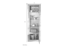 New Meublorama Vitrine SASHA – 1 porta e LED integrado – laqueado e Carvalho Cadiz Branco